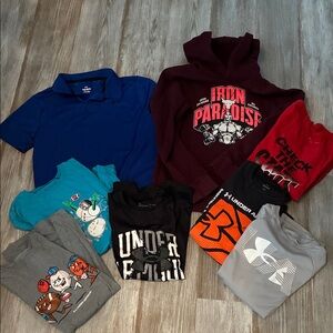 Lot of 8 Under Armour Kids shirts all size medium